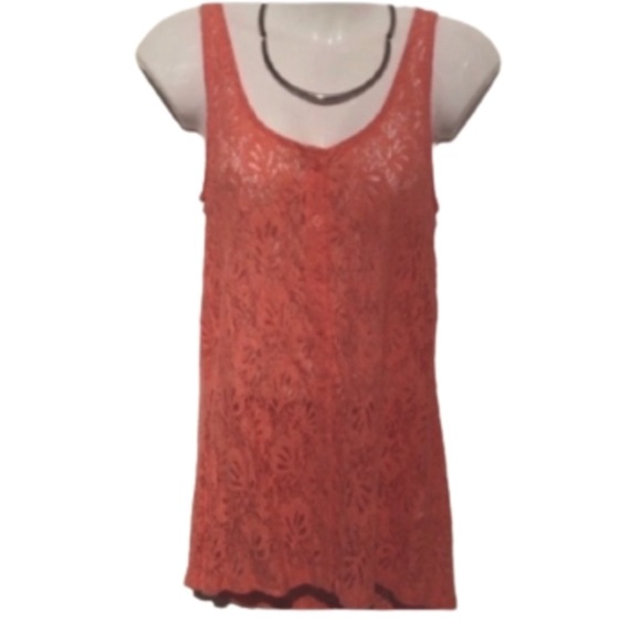 Coral Lace Tank Top w/ buttons!!!  Size S - Picture 2 of 2